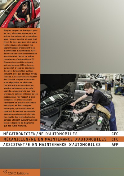 Mécatronicien/ne d'automobiles, Mécanicien/ne en maintenance d'automobiles, Assistant/e en maintenance d'automobiles
